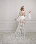 long lace robe with train