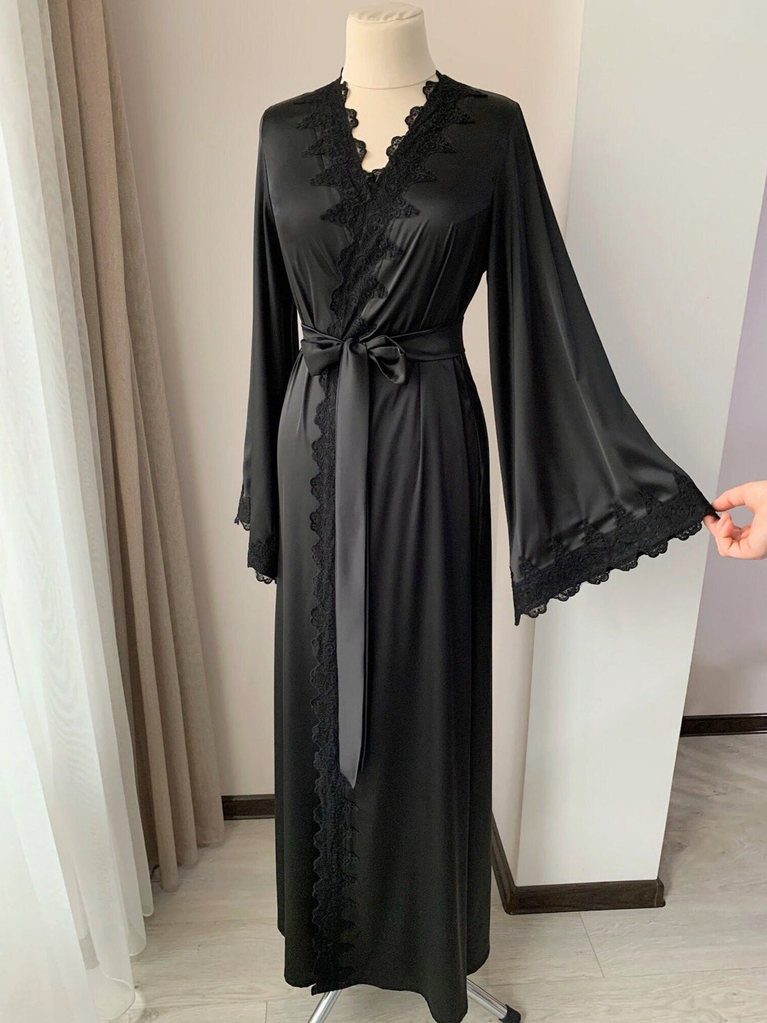 Long black robe with lace