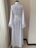 rhinestone bridal robe white