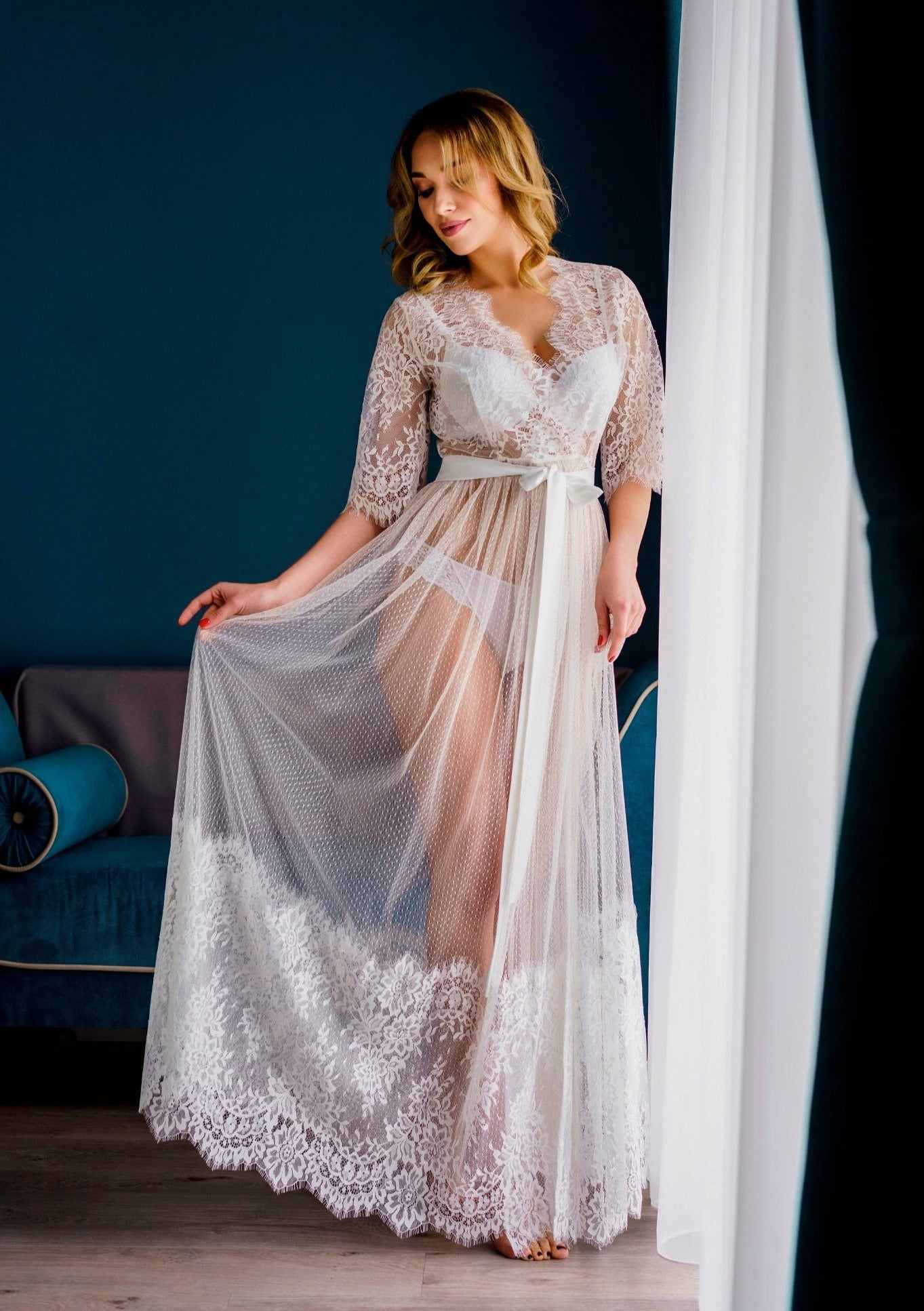 lace bridal robe