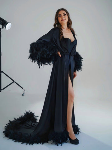 black feather robe