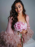 pink feather robe