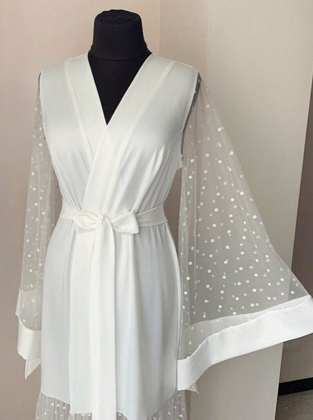 bridal robe polka tulle 