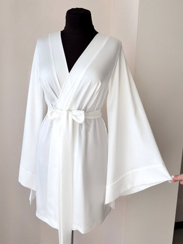 Короткий халат кімоно білий 
