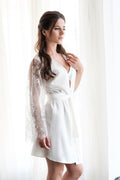 bride robe with lace sleeves 