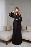 long silk robe black